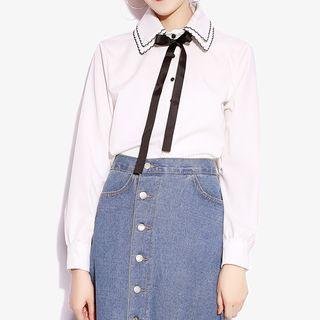 Double Collar Bow Shirt