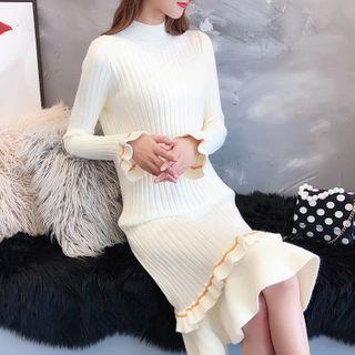 Mock-neck Midi Mermaid Sweater Dress
