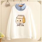 Milk Carton Print Mock Two-piece Sweatshirt