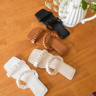 Square-toe Shirred-strap Sandals