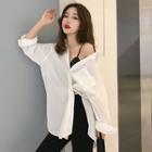 Asymmetric Oversized Shirt White - One Size