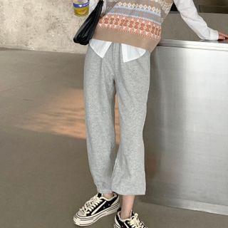 High-waist Plain Pants Pants - Gray - One Size