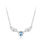 925 Sterling Silver Fashion Elk Necklace With Blue Austrian Element Crystal Silver - One Size