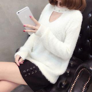 Cut Out Embellished Sweater