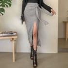 Slashed Jersey Long Pencil Skirt