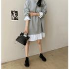 Shirt-layered Pullover Dress Gray - One Size