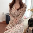 Long-sleeve Floral Long Dress