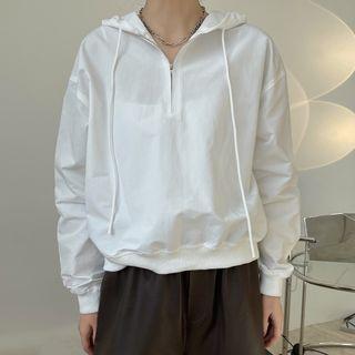 Half-zip Hoodie White - One Size