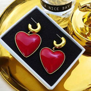Acrylic Heart Dangle Earring Red - One Size