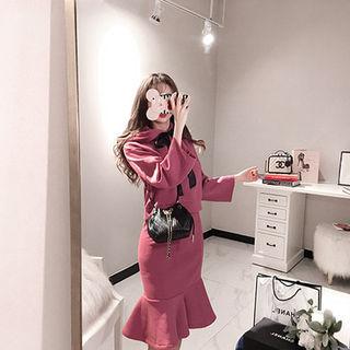 Set: Hooded Sweatshirt + Ruffle-hem Skirt