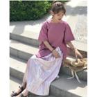 Set : Short-sleeve T-shirt + Accordion Maxi Skirt