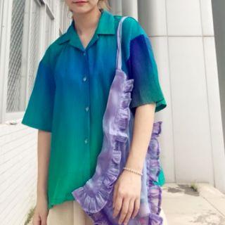 Elbow-sleeve Gradient Shirt As Shown In Figure - One Size