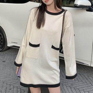 Contrast Trim Mini Knit Dress