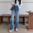 High-waist Washed Shift Wide-leg Jeans