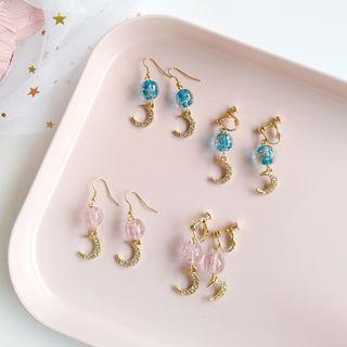 Moon & Glass Ball Hook Earring