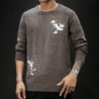 Cranes Embroidered Sweater