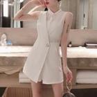 Chiffon Panel Irregular Sleeveless Playsuit