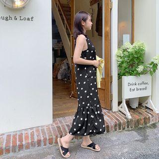 Ruffled Daisy Pattern Long Dress