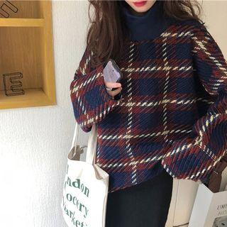 Braid Trim Tweed Loose-fit Pullover / Knit Midi Skirt