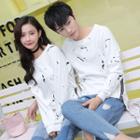 Paint Splattered Print Couple Matching Pullover