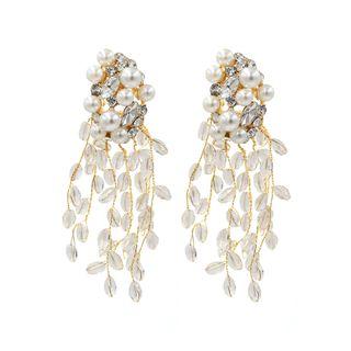 Rhinestone Fringed Dangle Earring 1 Pair - Gold - One Size