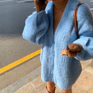 Balloon-sleeve Fluffy Cardigan