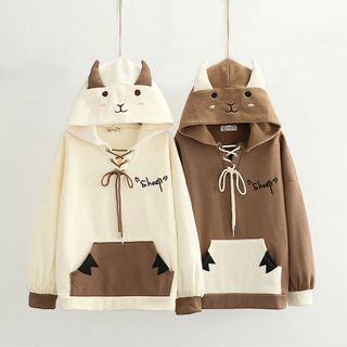 Contrast Panel Cartoon Hoodie