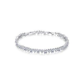 Simple And Creative Geometric V-shaped Bracelet With Cubic Zirconia Silver - One Size