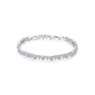 Simple And Creative Geometric V-shaped Bracelet With Cubic Zirconia Silver - One Size