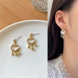 Lock Rhinestone Fringed Earring