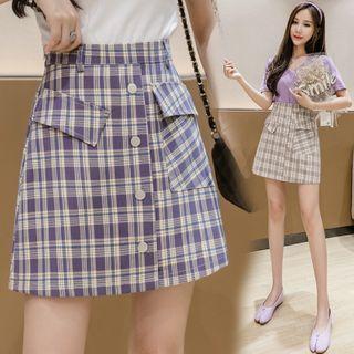 Irregular Plaid A-line Mini Skirt