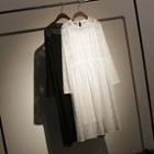 Set: Long-sleeve A-line Lace Dress + Slipdress