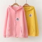 Cartoon Embroidered Hooded Zip Jacket