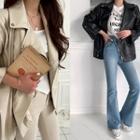 Zip-trim Faux Leather Biker Jacket