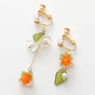 Orange Asymmetrical Dangle Earring