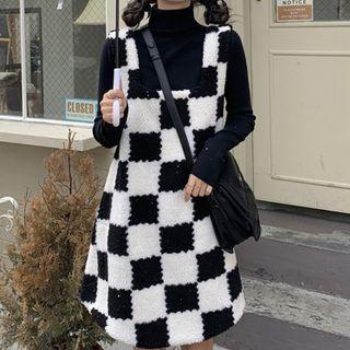 Check Overall Dress Black & White - One Size