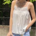 Floral Embroidered Flowy Camisole Top White - One Size