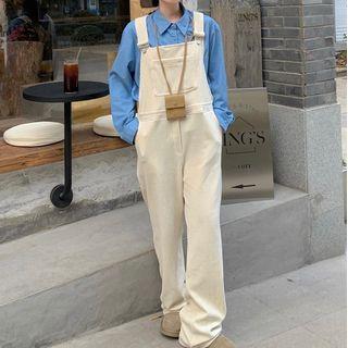 Long-sleeve Plain Blouse / Corduroy Jumper Pants