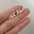 Rhinestone Star Stud Earring 1 Pair - 925 Silver - Gold - One Size
