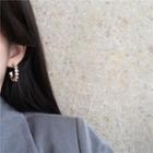 Faux Pearl Open Hoop Earring 1 Pair - Ear Studs - One Size