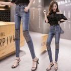 High-waist Sequined Slim Fit Jeans