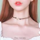 Faux Pearl Alloy Branches Choker Black & Gold - One Size