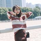 Two-tone Ruffle Trim Sweater