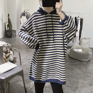Oversize Striped Knit Hoodie