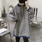 Oversize Striped Knit Hoodie