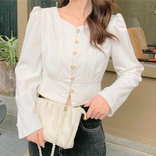 Beaded Corduroy Cropped Blouse