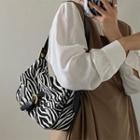 Zebra Print Crossbody Bag Zebra Pattern - Black & Beige - One Size