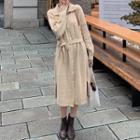 Knit Button-up Midi A-line Dress