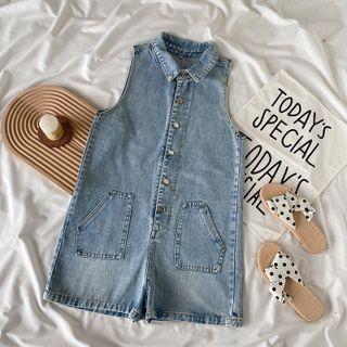 Sleeveless Denim Rompers