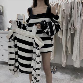 Striped Cold-shoulder Pullover